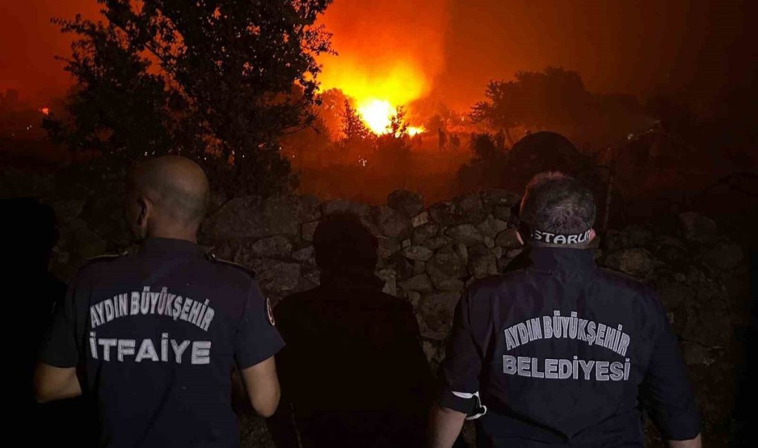 Aydın’ın Çine ilçesinde çıkan orman yangını Mutaflar Mahallesi’ne doğru yaklaşırken