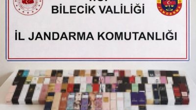 Bilecik’te jandarma ekiplerince düzenlenen operasyonda 300 bin liralık kaçak parfüm
