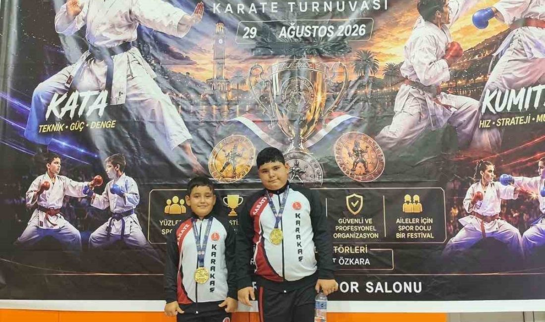 İzmir Fuar Kupası Karate Turnuvası’nda mücadele eden kardeşler Meriç ve