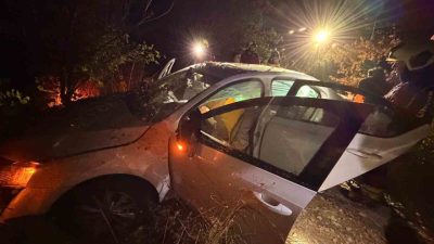 İzmir-Çanakkale Karayolu üzerinde kontrolden çıkarak refüje uçan otomobildeki 3 kişi